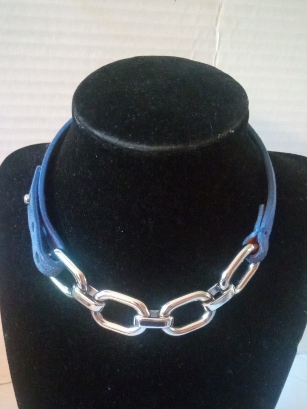 RARE Vintage Ralph Lauren Chain And Suede Choker Necklace
